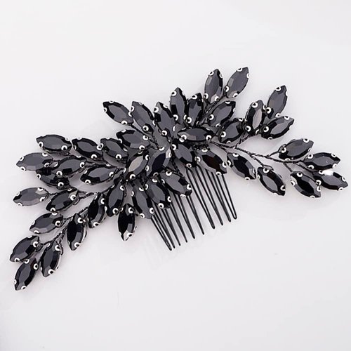 BERYUAN Black Crystal Hair Comb for Women Prom Hair Comb Black Gothic Hair Clip for Girls Vintage Hair Comb for Wedding Pageant Prom Headpieces Style 3
