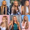 Ombre Highlight Lace Front Wig Human Hair 13x4 HD Straight Lace Front Wigs 180% Density Wear and Go Glueless Wig Human Hair Pre Plucked 4/27 Colored Honey Blonde HD Lace Frontal Wigs For Black Women