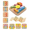 Bimi Boo Wooden Stacking Letters and Numbers Construction Activity Set for Toddlers, Peg Board Shape Sorter for Learning ABCs, Numbers, Emotions (28 Sticks, 1 Board, 1 Guide Booklet)