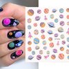 Vezocim Space Nail Art Stickers Decals, Galaxy Earth Moon Saturn Mercury Nail Self-Adhesive Sticker Designs, Planet Charm Nail Transfer Decal Acrylic Supplies for Women Girls Manicure Art Tips