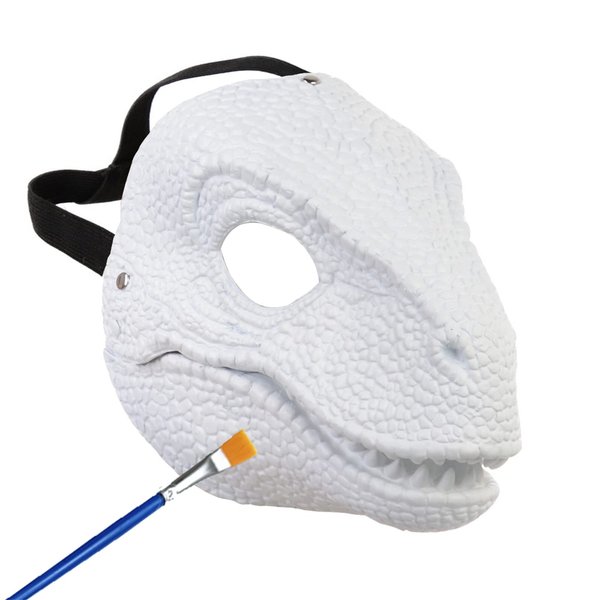 KJOCOS Dino Mask, Dinosaur Velociraptor Raptor Latex Masks Moving Jaw, Animal Head Blank Mask Halloween Costume Party Cosplay Gifts For Girls And Boys (White)