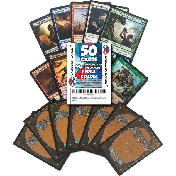 Magic The Gathering Cards 50 MTG Card Assorted Lot (Commons/Uncommons, Foils, Rares) by Cazillion Cards