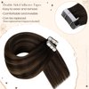 Hetto Tape in Hair Extensions Human Hair Double Sided Tape in Hair Extensions #2/8/2 Darkest Brown Ombre to Light Brown Human Hair Tape in Extensions 14 Inch 20pcs 50g