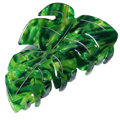 Beleki Hair Claw Clip, 3.54 inch Leaf Hair Claw for Thick Thin Hair Strong Hold Spring Claw Clip Hair Jaw Clamp French Design Hair Accessory for Women, Green