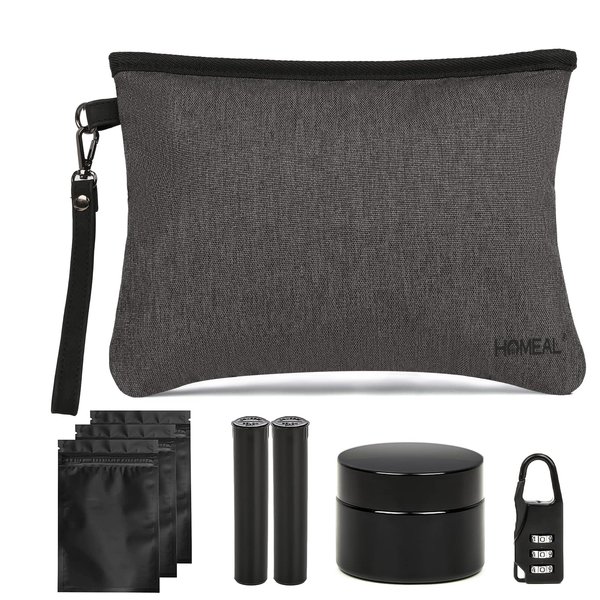 HOMEAL Smell Proof Bags,Smell Proof Pouch,Smell Proof Stash Bag,Smell Proof Container,Odor Proof Pouch,Smell Proof Box,Upgrade Smellproof Bag,Smell Proof Case,Stash Storage Odor Proof Bags Kit(Black)