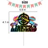 Dark Laser Game Cake Topper for Boys Girls Adult Happy Birthday Gun Game Laser Party Supplies Favors Glitter Neon Cake Decorations
