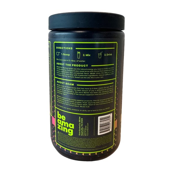 BEAM Pre-Workout Powder | Vegan Energy Booster Powdered Drink with All-Natural Caffeine, No Crash, No Jitters | Gluten-Free Supplement with Adaptogens | Watermelon Candy, 40 Scoops