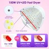 150W LED Nail Lamp - 4 Timer Modes for Gel Polish Curing - Professional Nail Art Accessory (White)
