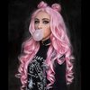 Pink Wigs for Women Pastel Peach Pink Lace Front Wigs Long Wavy Real Hair Wigs Handmade Pre Plucked Hairline Glueless Heat Synthetic Heat Resistant Hair Cosplay Drag Colorful Women's Wigs 24 Inch