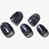 GLAMERMAID Press on Nails Short Oval, 24Pcs Handmade Jelly Gel Nails Black Glitter Fake Nails Round, Galaxy Shimmer Dark Acrylic False Nail Kits, Glossy Stick Glue on Nails Sets for Women