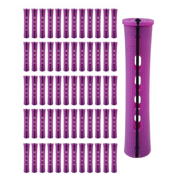 DF DUALFERV 60pcs Perm Rods for Women's Natural Hair, Purple, 0.75inch - Hair Roller Curler Perm Rods for Long Medium Small Hair - Plastic Cold Wave Rods, Hairdressing Styling Tool