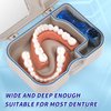 Annhua Denture Cup Bath Box Case with Mirror and Cleaning Brush, Dental Case with Brush Retainer Cleaning Case Mouth Guard Storage Soaking Cup Holder for Travel, Office, Household Use