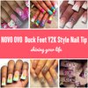 NOVO OVO 550 pcs Transparent Clear Crystal Duck Feet Style Flare Nail Tips Y2K Vibe Half Cover C Curve Wide French False Nail Extension Tips Acrylic Nail 11 Sizes Bag Packaging for Art Salon