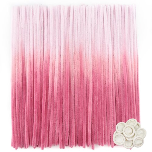 TOAOB 100pcs Pipe Cleaners Gradient Pink Chenille Stems for Crafts 12 Inch Fuzzy Sticks Craft Supplies for DIY Art Craft Projects Home Decorations