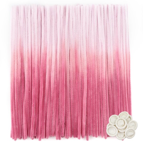 TOAOB 100pcs Pipe Cleaners Gradient Pink Chenille Stems for Crafts 12 Inch Fuzzy Sticks Craft Supplies for DIY Art Craft Projects Home Decorations