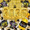 121Pcs New Years Eve Party Supplies 2025 Black and Gold New Year Party Decorations 2025 Balloons Arch Set include Happy New Year Banner, Fringe Curtains, 2025 Balloons for New Years Eve Decorations