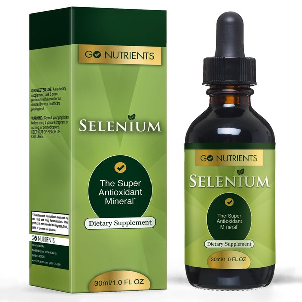 Go Nutrients Selenium 200 mcg Supplement, Yeast-Free Liquid Drops, Selenium Drops, Herbal Supplements with Trace Mineral Selenium and Purified Water, Selenium Liquid - 1.0 oz Bottle