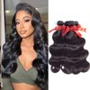 Beauhair Body Wave Human Hair Bundles 100% Unprocessed Brazilian Body Wave Virgin Human Hair 4 Bundles Human Hair Extensions Natural Black Color(10 12 14 16)