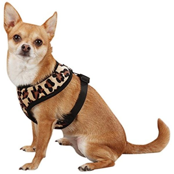 East Side Collection Polyester Plush Leopard-Print Dog Harness, Medium