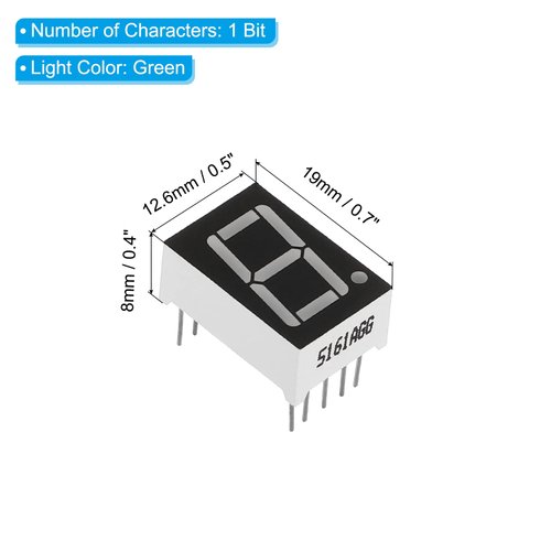 PATIKIL LED Display Digital Tube, 10 Pack Common Cathode 7 Segment 10 Pin 1 Bit 3.3V 0.56" Digit Height LED Display Module for Electronic Driver Board, Green