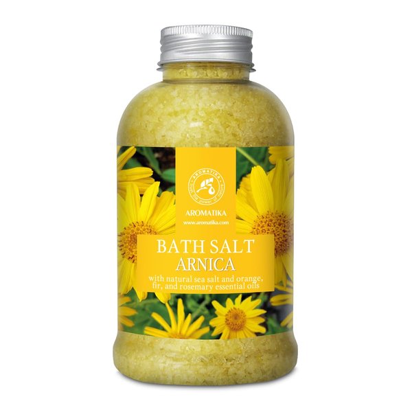 Arnica Bath Salts 21.16 Oz - 100% Natural Rosemary Orange and Fir Essential Oils - Sea Salt Arnica 600g - Best for Bath - Good Sleep - Relaxing - Body Care - Beauty