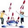 cxjoigxi Rocket Launcher for Kids, 6 Foam Toy Rockets and 2 Launch Pads for Multiplayer, Soars Up to 100 Feet, Fun Outdoor Toys Outside Games, Birthday Gifts for Boys Girls Ages 3 4 5 6 7 8 Years Old