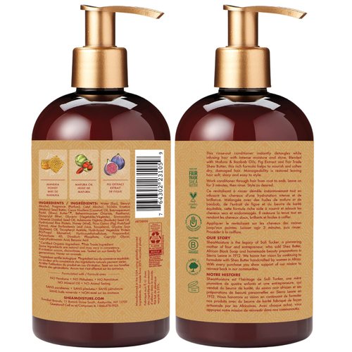 SheaMoisture Manuka Honey & Mafura Oil Conditioner with Fig Extract and Baobab Oil - Hydrate + Replenish, Shea Moisture Curly Hair Products to Nourish and Soften Hair, 13 Oz Ea (Pack of 4)