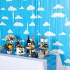 XunYee 3 Pack Blue Sky White Clouds Birthday Party Supplies, Clouds Theme Tinsel Foil Fringe Curtains Toy Party Supplies, Cartoon Story Backdrop for Baby Shower Birthday Party Decorations
