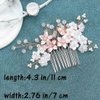 Urieo Wedding Flower Rhinestone Hair Comb Rose Gold Pearl Bride Hair Side Combs Bridal Sparkly Crystal Hair Accessories for Women and Girls