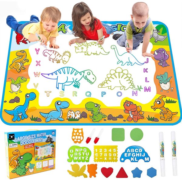 Kids Toys Water Doodle Mat: Dinosaur Painting Coloring Pad for Toddlers 1-3 - Aqua Magic Drawing Board for 2 3 4 Year Old Toddler Arts and Crafts Christmas Birthday Gifts for Girls Boys Age 2-4 3-5