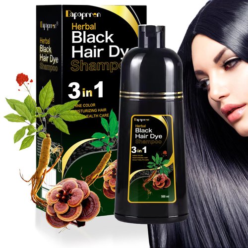 Hair Dye Shampoo 3 in 1 for Gray Hair,Herbal Ingredients Champu Con Tinte Para Canas-17oz/500ML (Black)