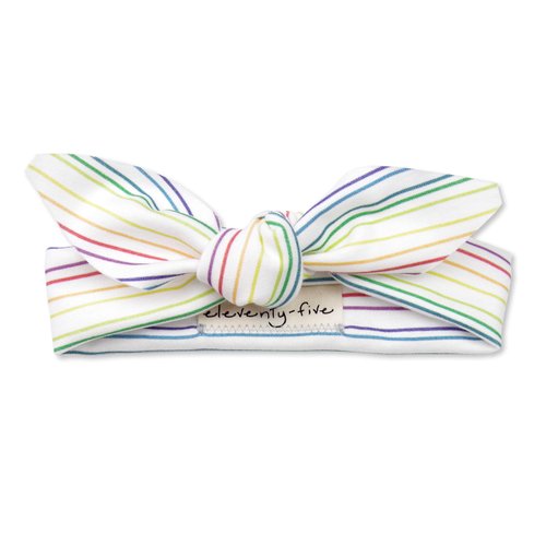 Organic Knotted Adjustable Headbands for Baby Girls - Rainbow Stripes