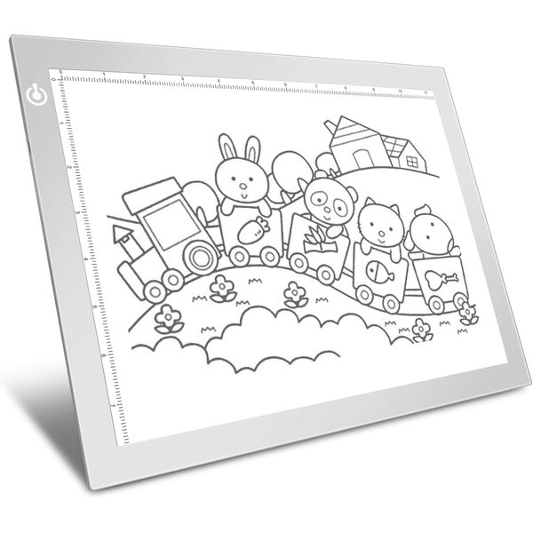 Silver A4 Dimmable LED Artcraft Light Box Tracer Slim Light Pad Portable Tablet, USB Power Cable Copy Drawing Board Tracing Table for Artists Designing, Animation, Sketching, Stenciling X-ray Viewing