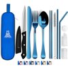Taplord Portable Travel Silverware Set With Case - Includes 10 Pcs of Utensils, Stainless Steel Flatware For Camping, Easy to Travel, Lightweight (Blue)