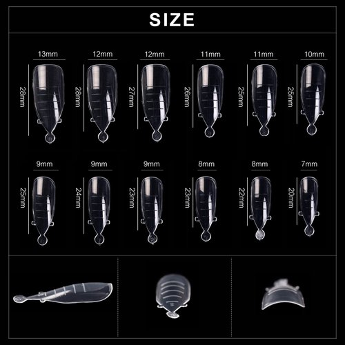 KADS 120PCS Clear Full Cover Dual Nail System Form UV Gel Acrylic Nail Art Mold Artificial Nail Tips with Scale for Extension (MODEL 9)