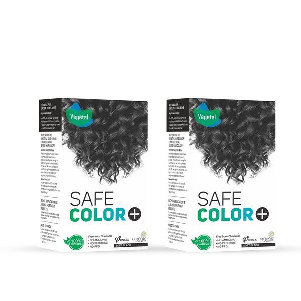 Vegetal Safe Color, Hair Color for Unisex, 100g - Soft Black (Pack of 2)