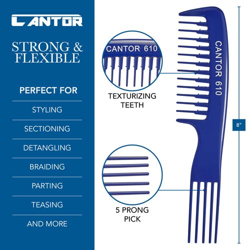Lift Teasing Wide Tooth Comb – 1 Pack Chemical and Heat Resistant Detangler Comb – Anti Static Comb For All Hair Types – Durable and Lightweight - By Cantor