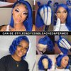 Pre Plucked 13X4 Straight Blue Bob Wig Human Hair HD Lace Frontal Wigs With Baby Hair Natural Hairline 100% Unprocessed Human Hair HD Transparent Lace Frontal Blunt Cut Blue Bob Wigs For Black Women