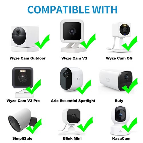 JJMASEE 2Pack 26FT Power Extension Cable for Wyze Cam V3/OG/V3 Pro, Arlo Essential, Eufy, SimpliSafe, KasaCam, Blink,YI(Not for Wyze Pan v3),Weatherproof Charging Power Cord for Security Camera(White)