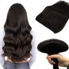 DOORES Sew in Hair Extensions Real Human Hair, 24 Inch 120g Dark Brown Weft Hair Extensions Human Hair Long Straight Human Hair Extensions Weft Hair for Full Head