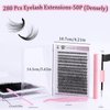 DIY Eyelash Extensions Kit - 280 Pcs Mix False Eyelashes, 8-16mm Individual Lashes Volume Lash Clusters Lash Extensions with with Lash Adhesive and Sealed Lash Tweezers Natural Eye Makeup, 50P/Dense