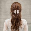 Aneneiceera Vintage Silk Bow Hair Clip Small Bow Hair Barrette Clip Tiny Tulle Hair Bow Clip French Bowknot Tail Clips Cute Bowknot Hair Accessories for Women and Girls Gifts (Beige)
