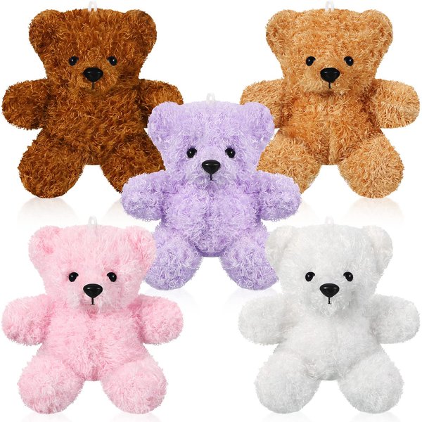 Civaner 5 Pieces 7 Inch Valentine's Day Bear Stuffed Animal Plush Baby Shower Bear Toys Soft Cute Bear Dolls Santa Sleeping and Playing Toys Decorations