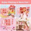 Mini Dollhouse Fridge Miniature Dollhouse Refrigerator Mini Fridge Toy with Food Mini Toy Refrigerator Kids Play Kitchen Furniture Toy Set