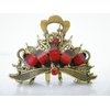 Generic Medium jeweled antique bronze hair claw clip (Primary color: Red), 1 Count (Pack of 1)