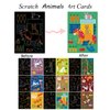 SuyuanArt Dinosaur Animal Unicorn Space Scratch Art Cards and Black Rainbow Scratch Art Paper Set,with Scratching Wooden Sticks,Scratch Off Picture for Boys Girls Birthday Party Favors