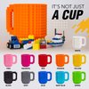 TOYAMBA Build-on Brick Mug BPA-Free Funny Coffee Mug with 3 Packs of Building Bricks, Funny Cups for Kids - Creative Building Block Mug DIY Idea 16OZ (Orange)