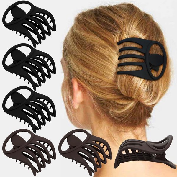 Flat Claw Clips, Ahoney 6 Pack Alligator Hair Clips for Women Thick Hair, Flat Hair Clips Banana Clips Hair Lay Down Claw Clip Matte Finish Hair Styling Accessories for Women