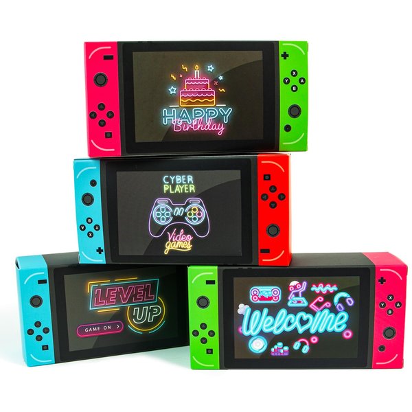 EYNDYN 20PCS Video Game Party Favor Boxes Game on Theme Party Favor Candy Boxes for Boys Kids Level up Gaming Controller Shaped Goodie Box Supplies Party Decorations