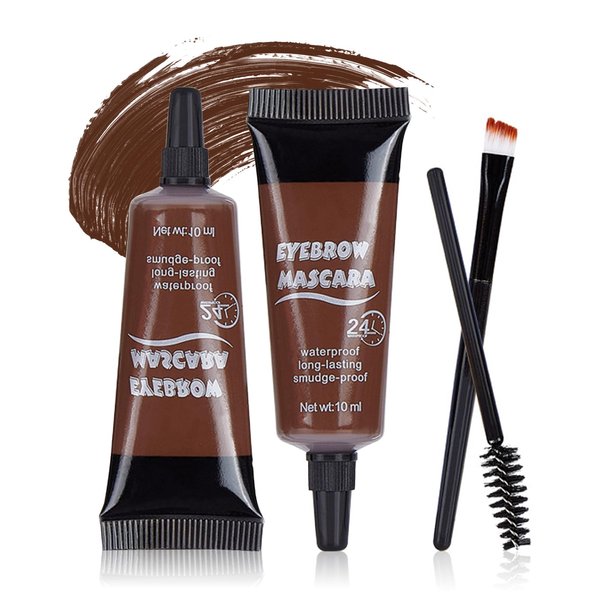 CAHIUYOA 2PCS Tinted Brow Gel Kit Reddish Brown Eyebrow Gel Thickening Eyebrow Mascara Brow Glue Quickly Fixing Natural Eyebrow Makeup Brow Gel Mascara Kit with Eyebrow Brushes - 02 Reddish Brown